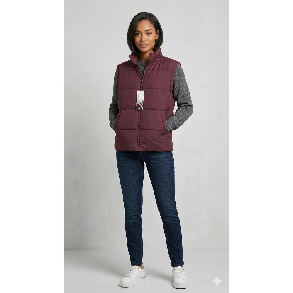 Kyodan Granola Gorpcore Bitter Chocolate Puffer Quilted Outdoor Vest Women M